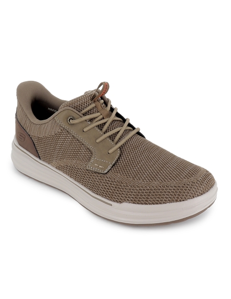 Zapato elasticos malla knit y planta comoda hombre taupe