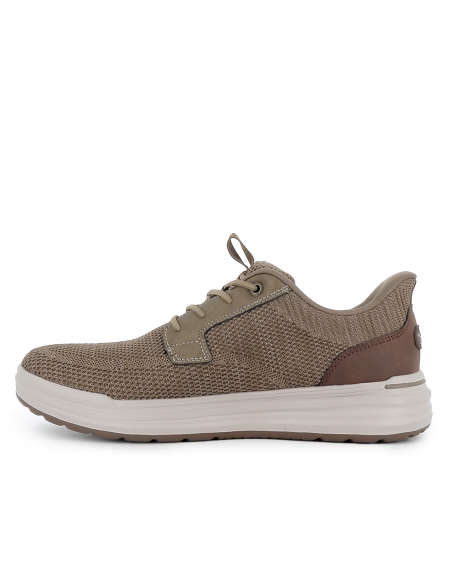 Zapato elasticos malla knit y planta comoda hombre taupe