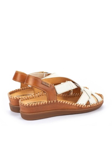 Sandalia de piel cuña media confortable para mujer Marfil