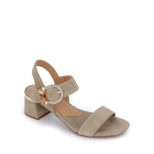 Sandalia de ante tacón hebilla pedrería 2