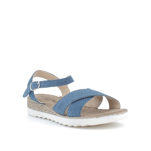 Sandalia de piel grabada con correa al tobillo 2