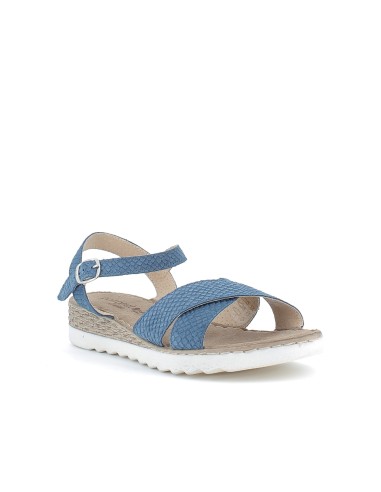 Sandalia de piel grabada con correa al tobillo