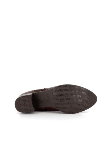 Botín de piel con tacón bajo para mujer